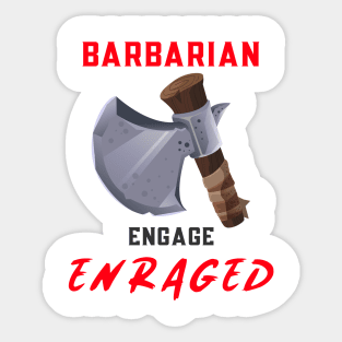 Enraged Barbarian Dungeons and Dragons Shirt Design Sticker